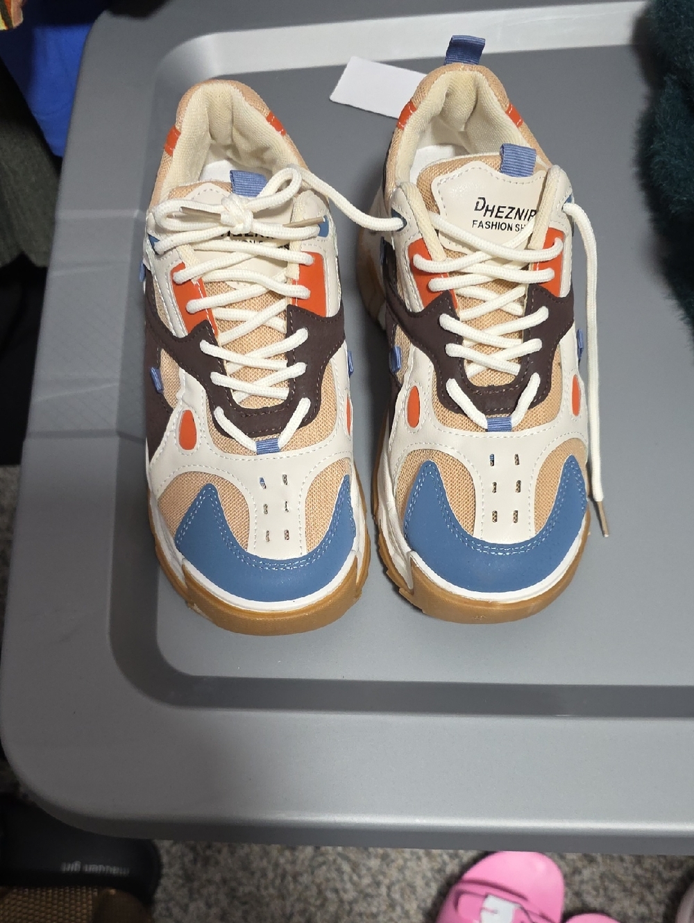 Womens Multicolor Fashion Sneakers - Blue & Tan